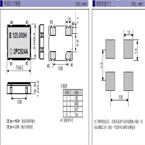 EPSON晶振,EG-2002CA晶振,SAW振荡器,EG-2002CA 125.0000M-PCHL3