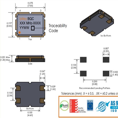 BQCSA-27MHZF-CDD16T,7050mm,Bliley百利晶振,27MHZ