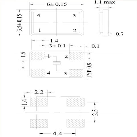 FMI石英振动子,FMXMC6S122FDB-54.000000M-CM,6035mm,FMXMC6S系列